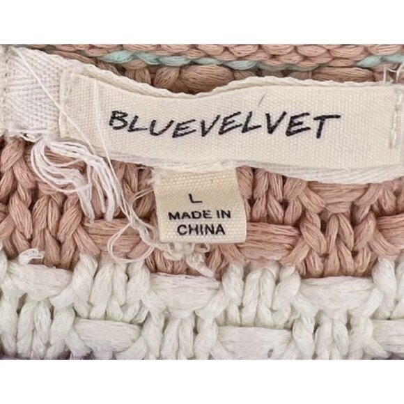 Crochet Striped Knit Sweater Vest Multicolor V-Neck Lightweight Womens L Bluevel - Picture 2 of 5